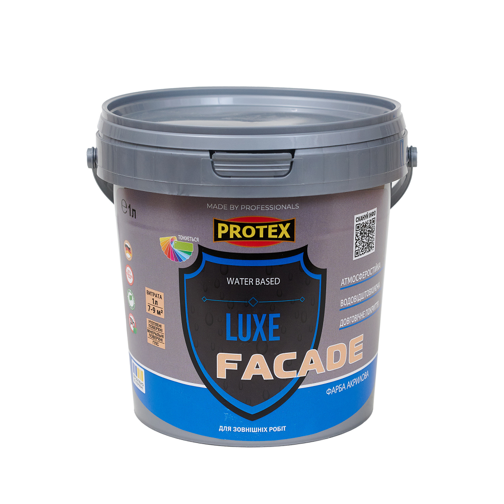 Фарба фасадна акрилова водоемульсійна PROTEX FACADE LUXE біла 1 л